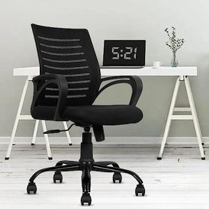 beAAtho Verona Mesh Mid-Back Ergonomic Desk Office Chair with Tilting Mechanism, Comfortable Seat, and Revolving Heavy Duty Metal Base | Ideal for Work from Home & Study (Black)