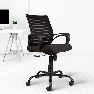 CELLBELL Desire C104 Mesh Mid-Back Ergonomic Office Chair/Study Chair/Revolving Chair/Computer Chair for Work from Home Metal Base Height Adjustable Chair [Black]