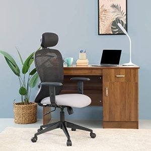 Wakefit Office Chair | 3 Years Warranty | Ergonomic Chair, Chair for Office Work at Home, Study Chair, Adjustable Height, High Back Office Chair, High Back Single Lock & DIY (Safari-Black&Grey)