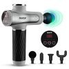 beatXP Bolt Go Massage Gun |Body Massager |Touch Display- Percussion Gun Back Massager for Men & Women with 4 Attachments (4000mAh Battery) & up to 18 Months Warranty (Metallic Silver)