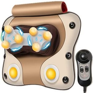 Dr Physio (USA) 3D Cushion Massager With Heat & Speed Controller For Back Cervical & Neck Pain Relief, Brown