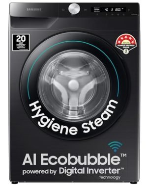 Samsung 8 Kg 5 Star AI Control & Wi-Fi, Fully-Automatic Front Loading Washing Machine (WW80T504DAB1TL, Black Caviar, Digital Inverter)